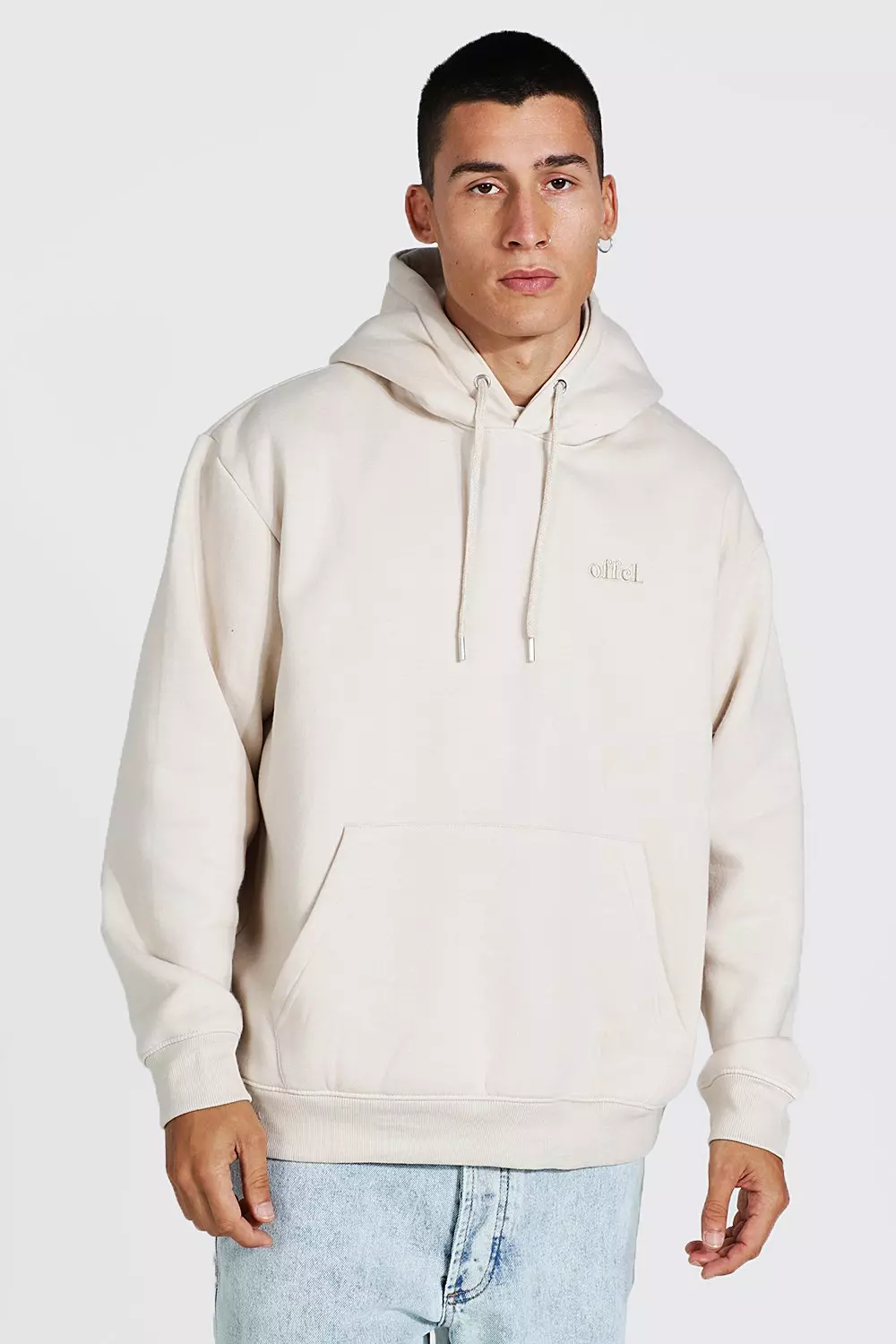 Boohooman beige hoodie hotsell